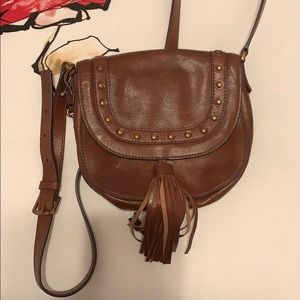 Fossil Brown Tassel Crossbody Bag